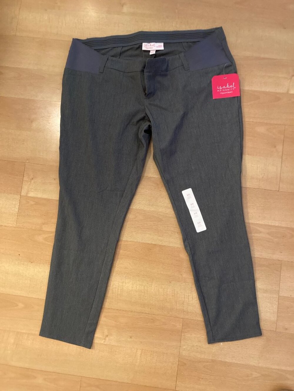 ✨NWT Isabel Maternity Gray Under Belly Inset Panel Skinny Trouser Pants Size 10